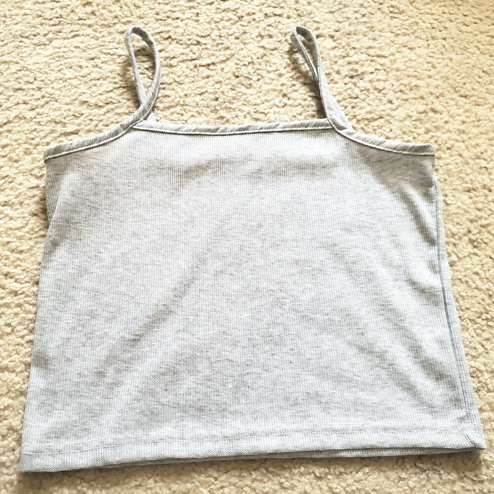Gray Plain Crop Tank Top Camisole Sportswear Sleepwear Womens Small